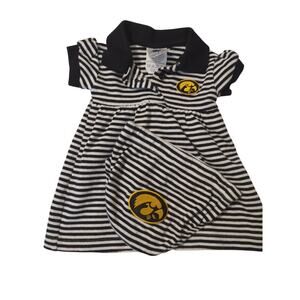 Creative‎ Knitwear Iowa Hawkeyes Black and White Striped Dress with Bloomers 0/3
